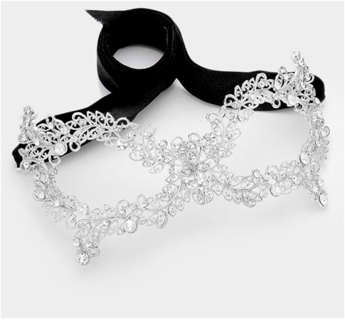 Beloved Sparkles Daniel Filigree Vine Masquerade Mask Silver Crystal