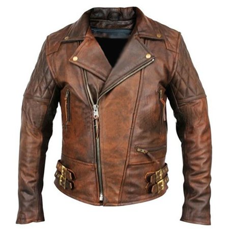 Vintage Brown Leather Motorcycle Jacket for Men - Jacket Arena