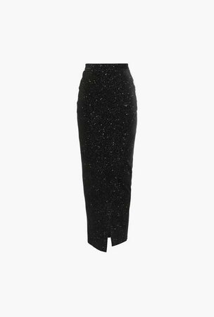 Long Rhinestoned Velvet Skirt for Women - Balmain.com