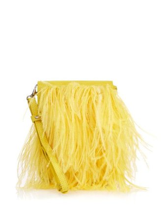 Ostrich feather suede shoulder bag | Marques'Almeida | MATCHESFASHION.COM US | Yellow shoulder bags, Long strap purse, Yellow handbag