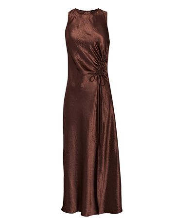 Rails Gabriella Ruched Midi Dress In Brown | INTERMIX®