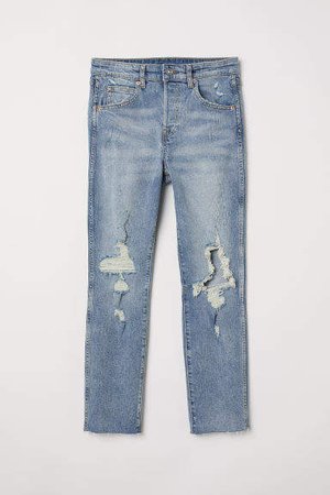 Slim High Cropped Jeans - Blue