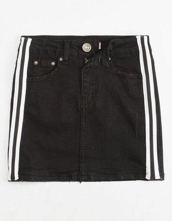 ALMOST FAMOUS Side Stripe Girls Denim Skirt - BLACK - 331270100 | Tillys