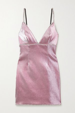 Pink Crystal-embellished Lurex mini dress | AREA | NET-A-PORTER