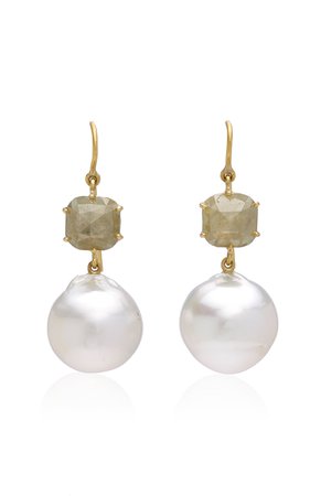 Sylva & Cie 18K Yellow Gold, Pearl and Diamond Earrings