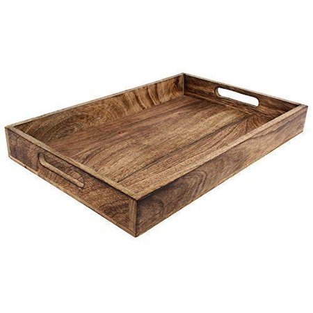 Amazon.com | GoCraft Handmade Classic Wooden Tray for Serve Ware Kitchen Accessories - 15": Serving Trays