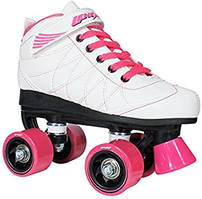 Amazon.com : Lenexa Hoopla Youth Girls Roller Skates for Kids Children - Girls and Boys - Kids Rollerskates - Childrens Quad Derby Roller Skate for Youths Boy/Girl - Kids Skates (White w/Pink Wheels Size 1) : Sports & Outdoors