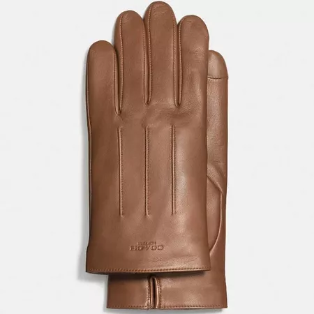 Coach Men's Leather Gloves - Dark Saddle, Size: Small | Google Shopping