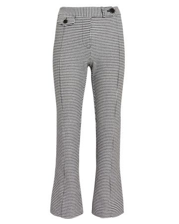 Houndstooth Cropped Flare Trousers