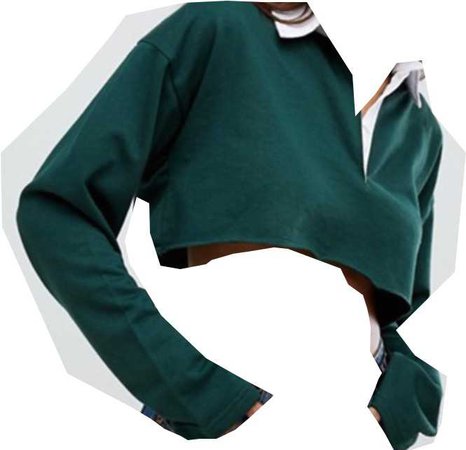 crop polo rugby green shirt