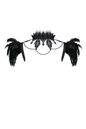 Bw046 Gothic Gorgeous Feather Velvet Caplet With Two Ways To Wear