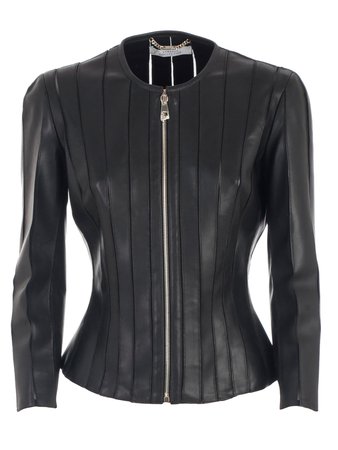 Versace Collection Jacket Leather W/tulle Inserts