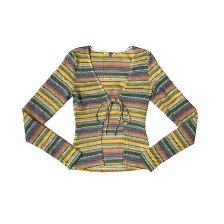 Rainbow Striped Tied Knit Cardigan