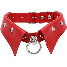 Amazon.com: Urieo Gothic PU Leather Chokers Black Studded Collar Choker with Ring Rock Choker Necklaces Adjustable Nightclub Party for Women and Girls Red: Clothing, Shoes & Jewelry
