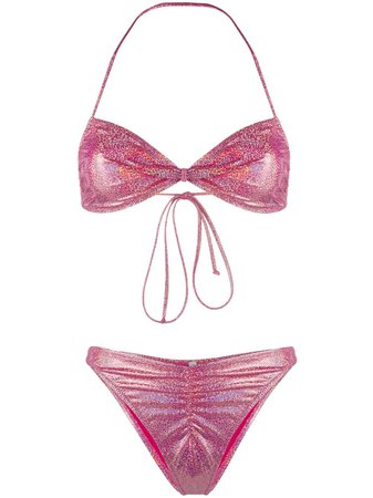 Alessandra Rich Holographic-Effect Triangle Top Bikini Ss20 | Farfetch.com