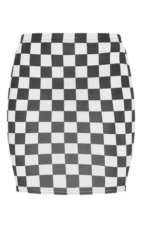 Multi Checkerboard Print Slinky Mini Skirt | PrettyLittleThing USA