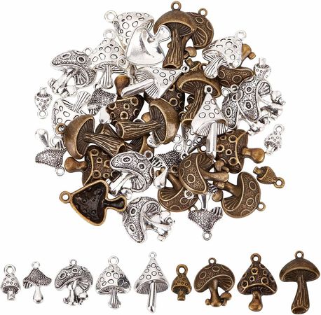 Amazon.com: SUNNYCLUE 1 Box 54Pcs Mushroom Charms Bulk Assorted Mushroom Charm Tibetan Style Antique Silver Bronze Mushrooms Magic Plant Charms for Jewelry Making Charms DIY Christmas Earrings Bracelet Crafts : Arts, Crafts & Sewing
