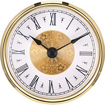 Hicarer 3-1/8 Inch (80 mm) Clock Insert with Roman Numeral, Quartz Movement, Gold Trim: Home & Kitchen