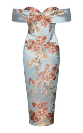 Cold-Shoulder Floral Jacquard Corset Midi Dress By Rasario | Moda Operandi
