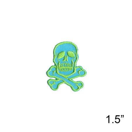 1 1/2 INCH Skull & Crossbones Green On Blue Embroidered Iron | Etsy
