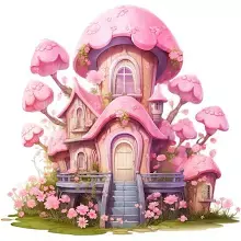 Pink mushroom fairy house