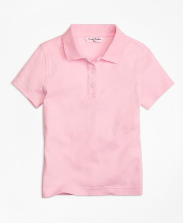Girls' Light Pink Short-Sleeve Polo Shirt | Brooks Brothers