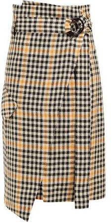 Ryan Checked Cotton Wrap Skirt - Womens - Orange Multi