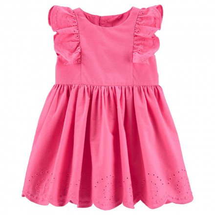 Carters - Embroidered Floral Poplin Baby Dress - Pink - Dresses - Baby Clothes (0-2) - Clothes