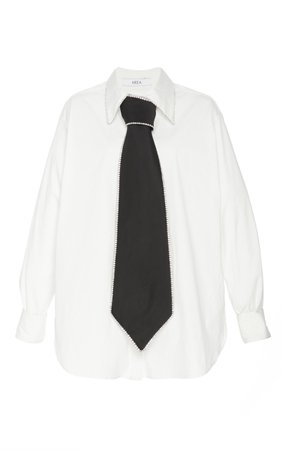 Area Cystal-Embellished Tie-Accented Shirt