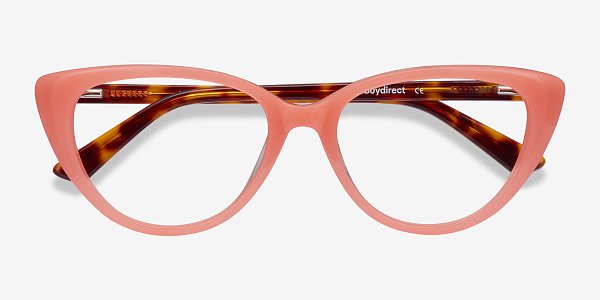 Anastasia - Cat Eye Coral & Tortoise Frame Glasses For Women