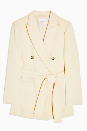 Yellow Double Breasted Belted Blazer | Topshop