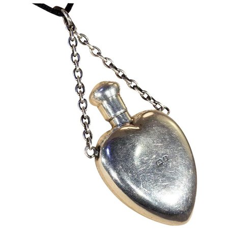 Victorian Sterling Silver Heart-Shaped Perfume Bottle Pendant : Victoria Sterling | Ruby Lane