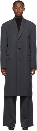 Lemaire: Grey Wool Suit Coat | SSENSE