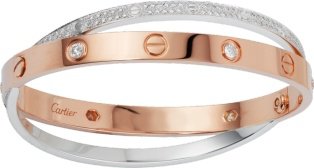 CRN6039217 - Bracelet LOVE pavé - Or rose, or gris, diamants - Cartier