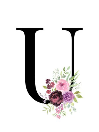 Letter U floral alphabet instant digital download | Etsy