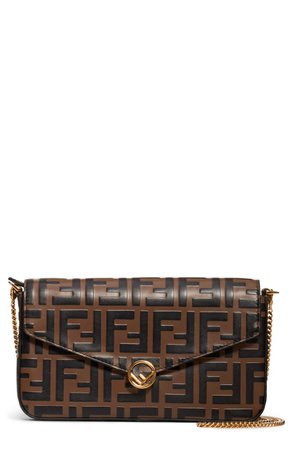 Fendi Double-F Logo Leather Wallet on a Chain | Nordstrom