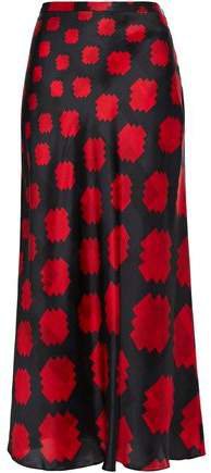 Printed Satin-crepe Midi Skirt