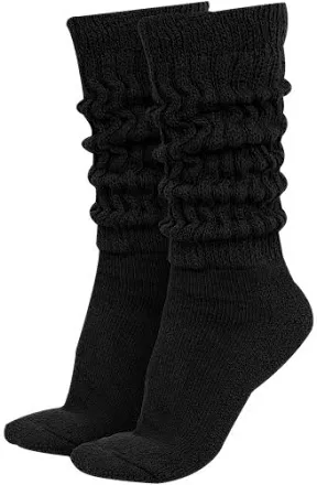 women’s long heavy slouch black socks