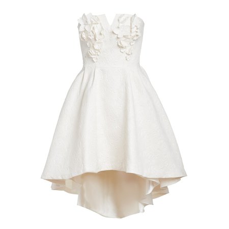 NARCES Lula Blanc 3D Floral Hand Embellished High-Low Dress