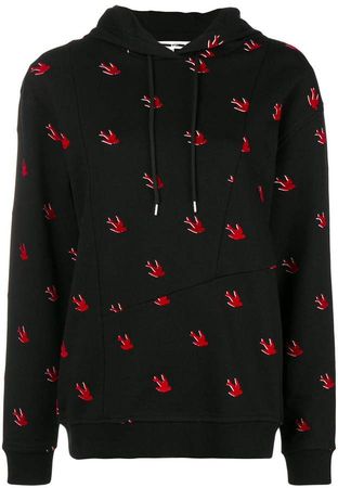 swallow print hooded sweatshirt