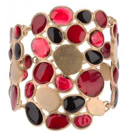 Red, Black & Gold Cuff Bracelet