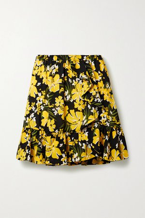 Yellow Bold Bliss ruffled floral-print crepe mini skirt | MICHAEL Michael Kors | NET-A-PORTER