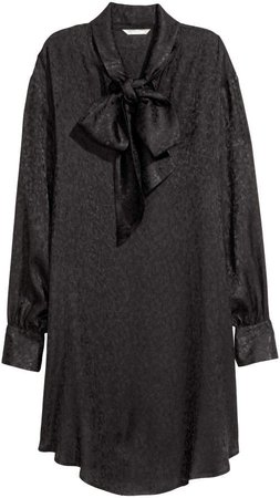 Jacquard-patterned Dress - Black