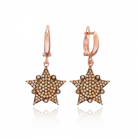 rose gold beaded star earrings