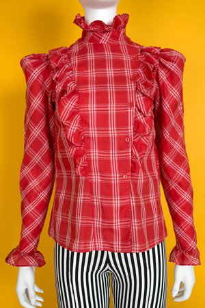 AWESOME Avant Garde Vintage 70s 80s Red & White Plaid Ruffle | Etsy