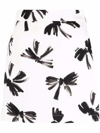 MSGM Bow Detail Print Mini Skirt - Farfetch