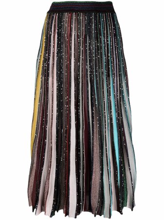 Shop Missoni sequin-embellished pleated knitted skirt with Express Delivery - FARFETCH