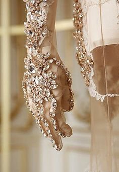 fingerless jeweled glove. #bridal #wedding<> i thnk w/ a few minor adjustments, thys it HOT! | Diamonds & Bangles & Jewels OH MY! | Fashion, Fashion Accessorie…