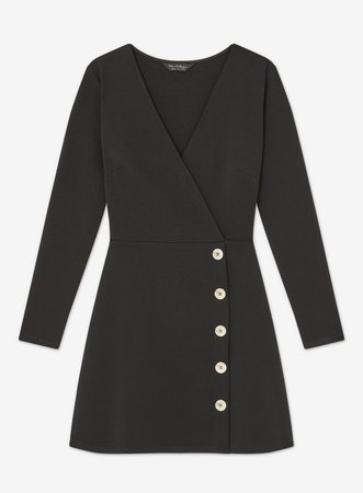 Black Ribbed Button Mini Fit and Flare Dress - Dress Shop- Miss Selfridge