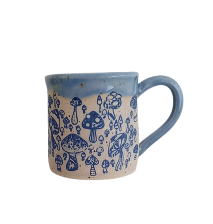 bluebird pottery mushroom mug
